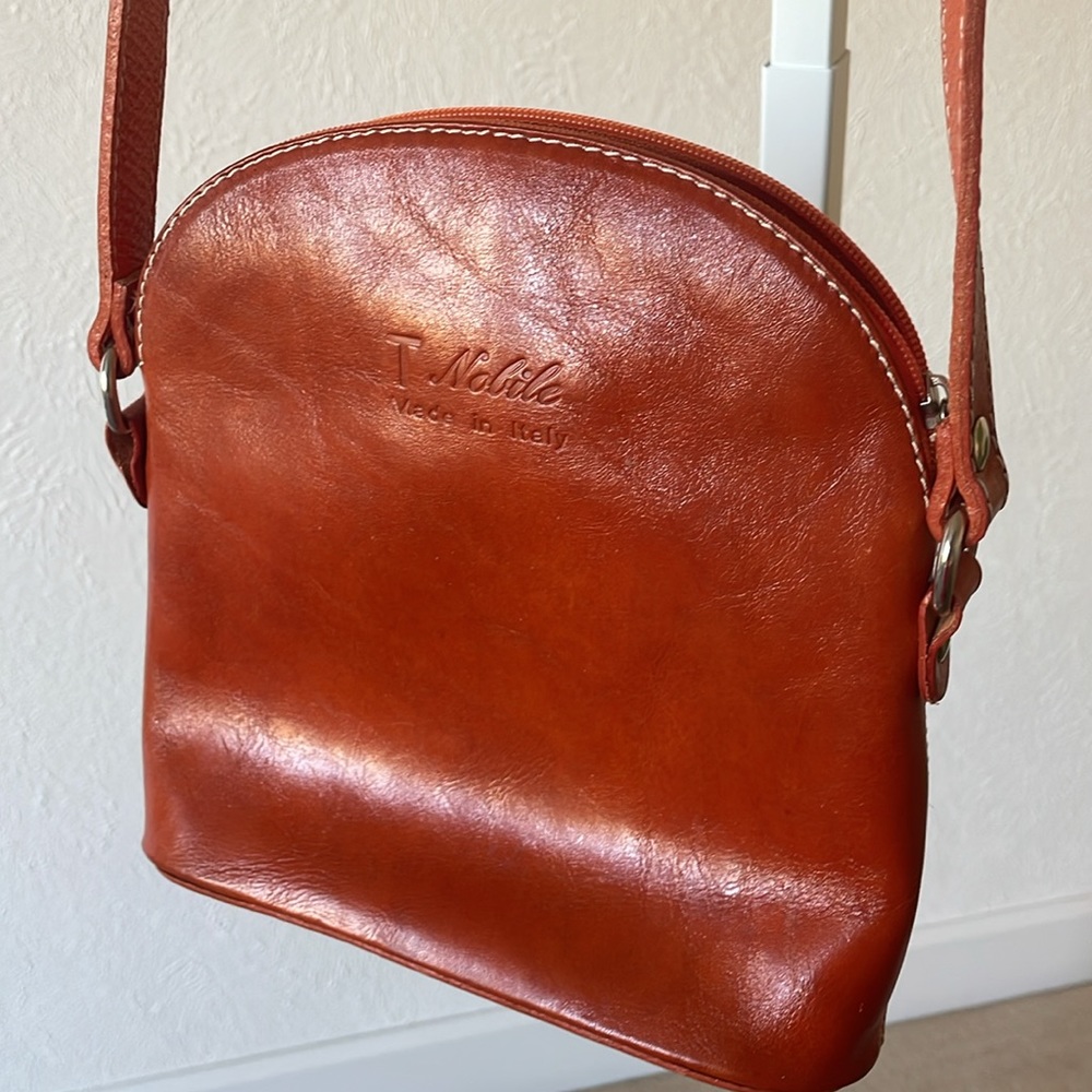 Vera Pelle T. Nobile made in Italy gorgeous orange leather crossbody bag